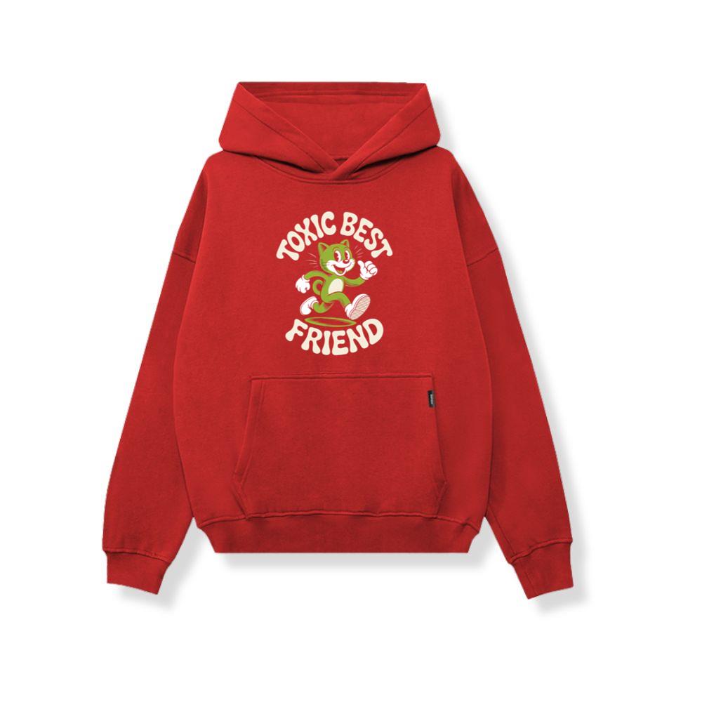 Toxic Best Friend Green Cat Retro Cartoon Graphic Hoodie - Image 4