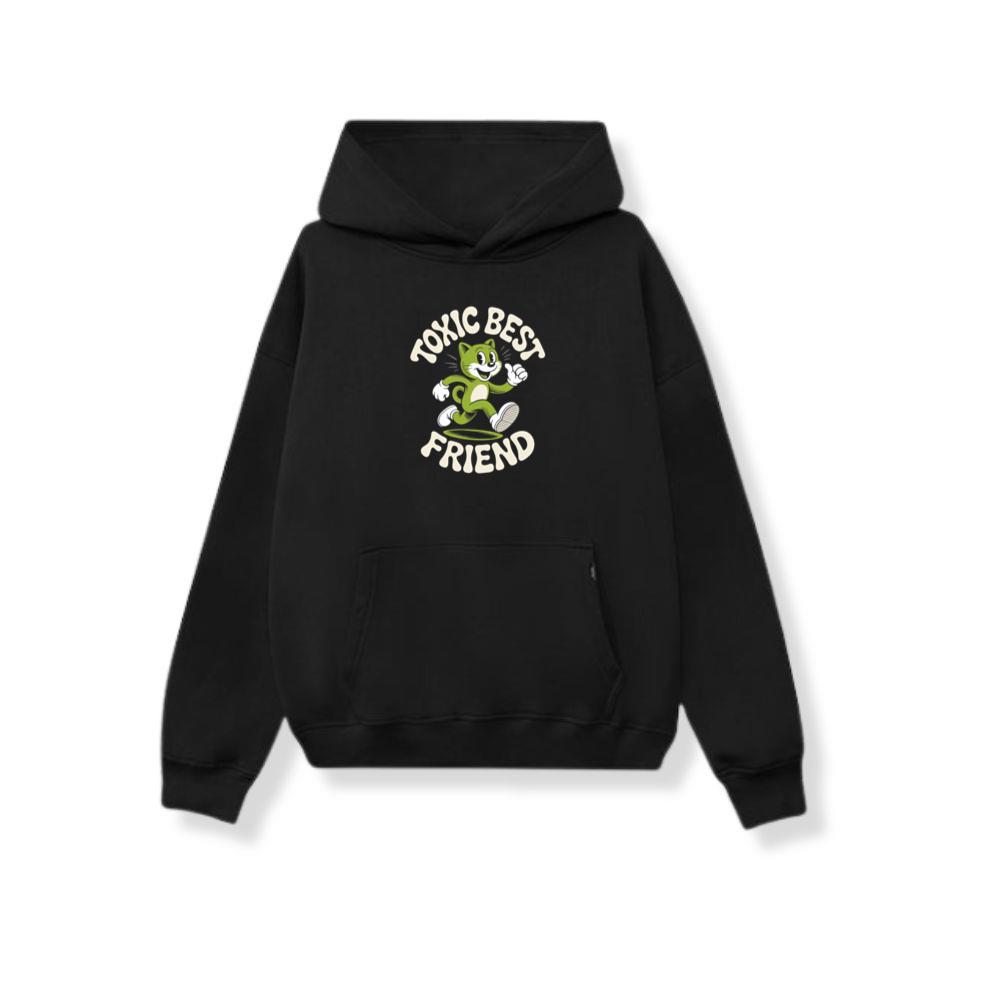 Toxic Best Friend Green Cat Retro Cartoon Graphic Hoodie