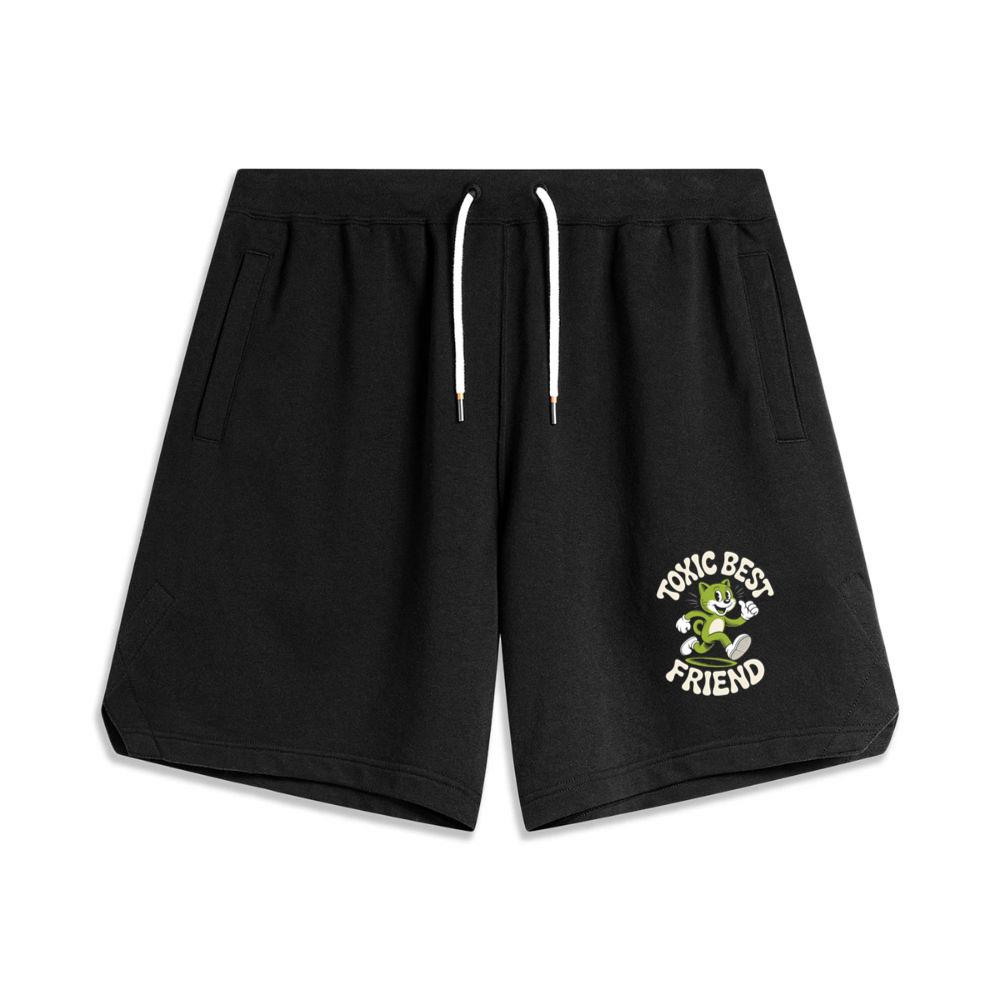 Toxic Best Friend Green Cat Retro Cartoon Graphic Men's Basketball Shorts