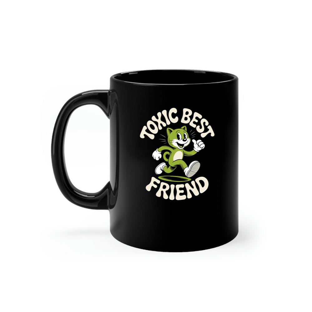 Toxic Best Friend Green Cat Retro Cartoon Graphic Mug