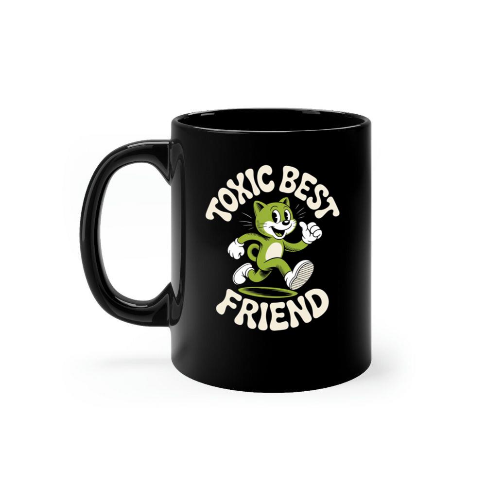Toxic Best Friend Green Cat Retro Cartoon Graphic Mug