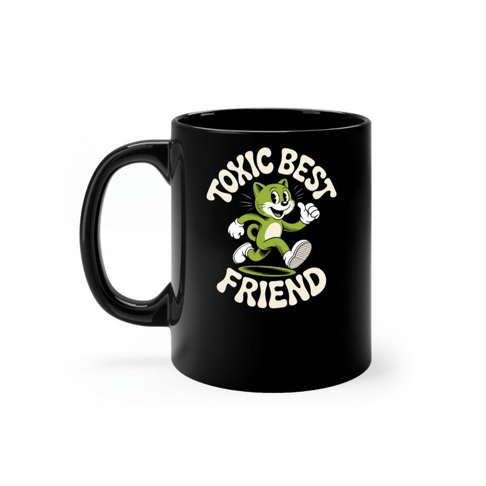 Toxic Best Friend Green Cat Retro Cartoon Graphic Mug
