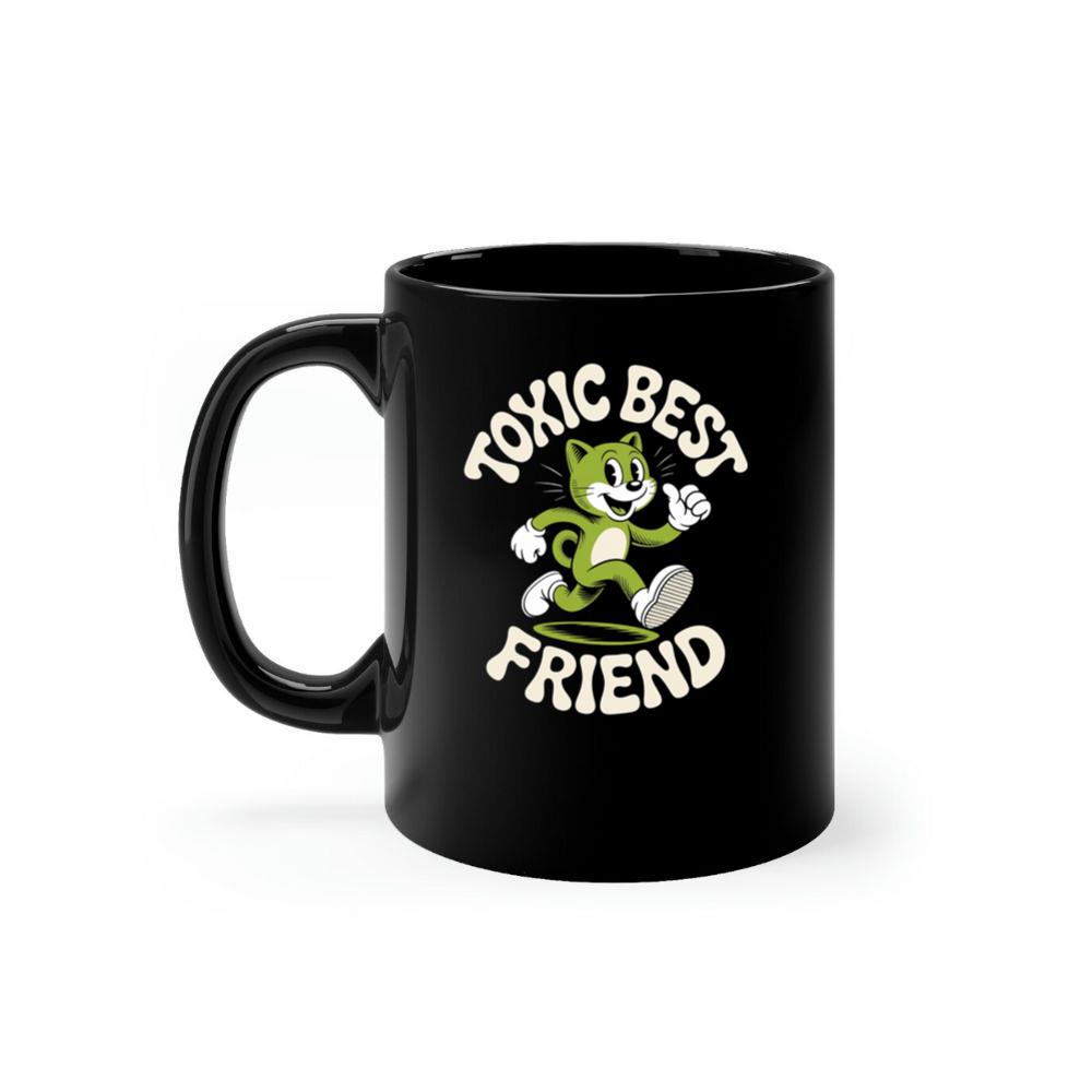 Toxic Best Friend Green Cat Retro Cartoon Graphic Mug