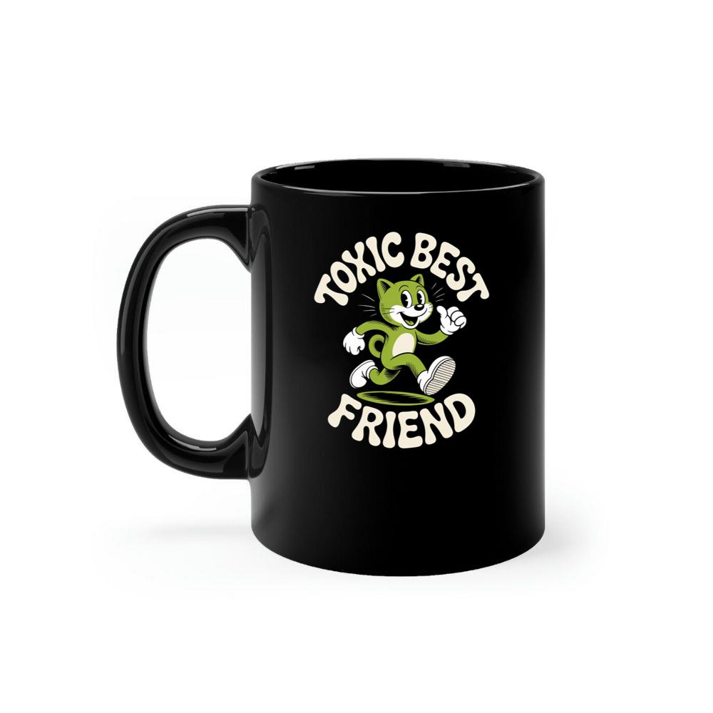 Toxic Best Friend Green Cat Retro Cartoon Graphic Mug