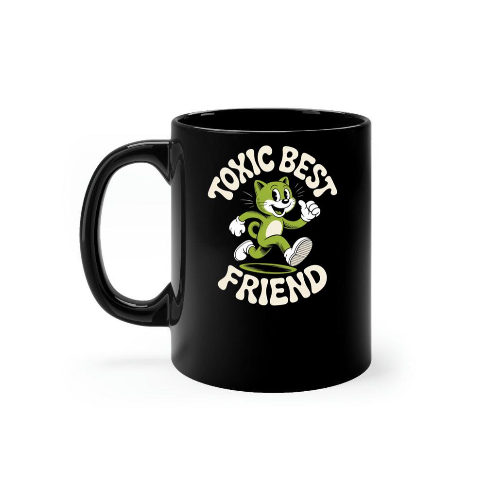 Toxic Best Friend Green Cat Retro Cartoon Graphic Mug