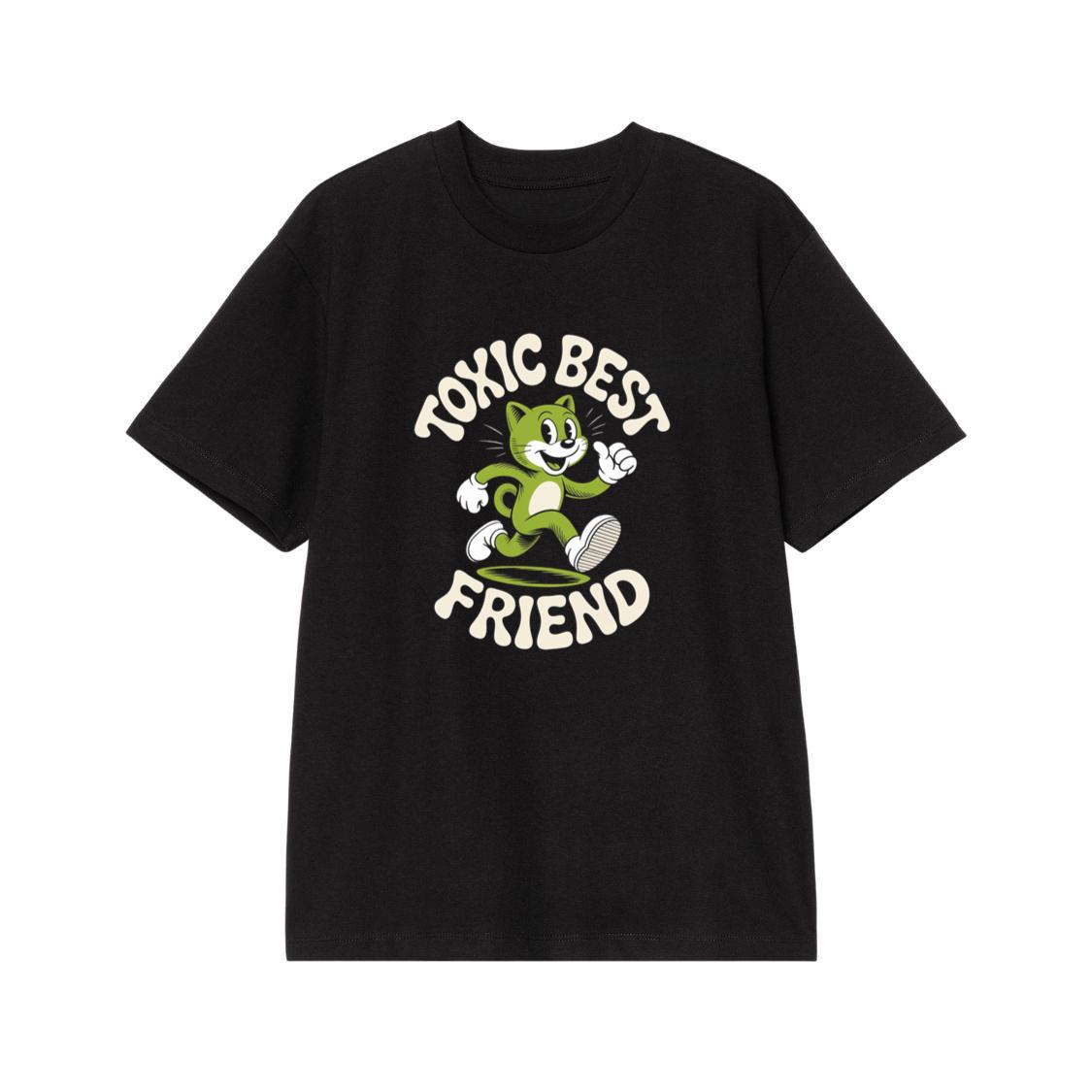 Toxic Best Friend Green Cat Retro Cartoon Graphic T-Shirt
