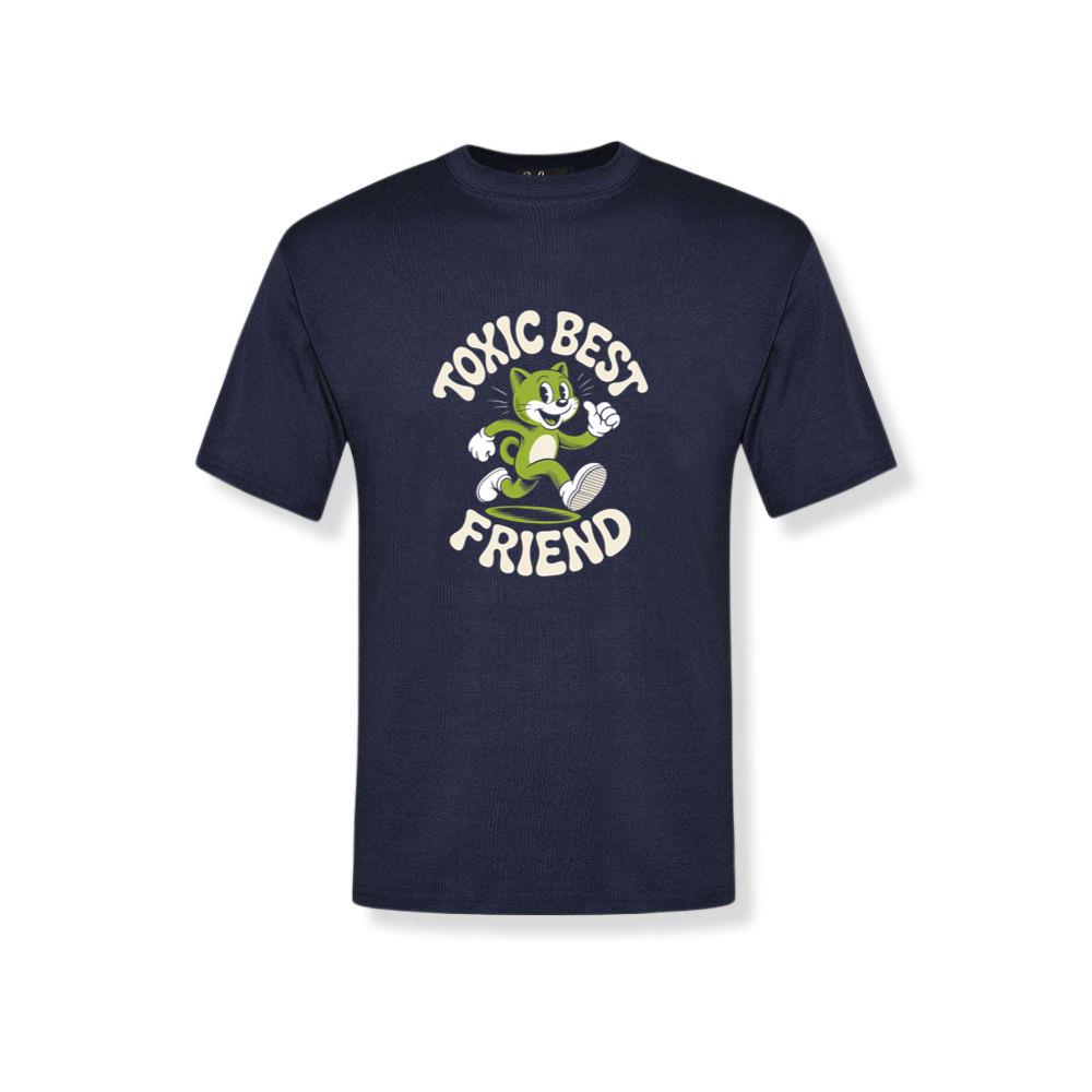 Toxic Best Friend Green Cat Retro Cartoon Graphic T-Shirt 2