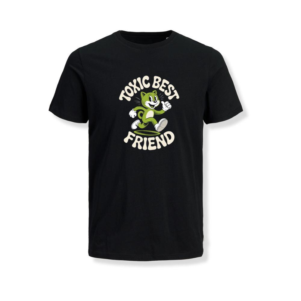 Toxic Best Friend Green Cat Retro Cartoon Graphic T-Shirt