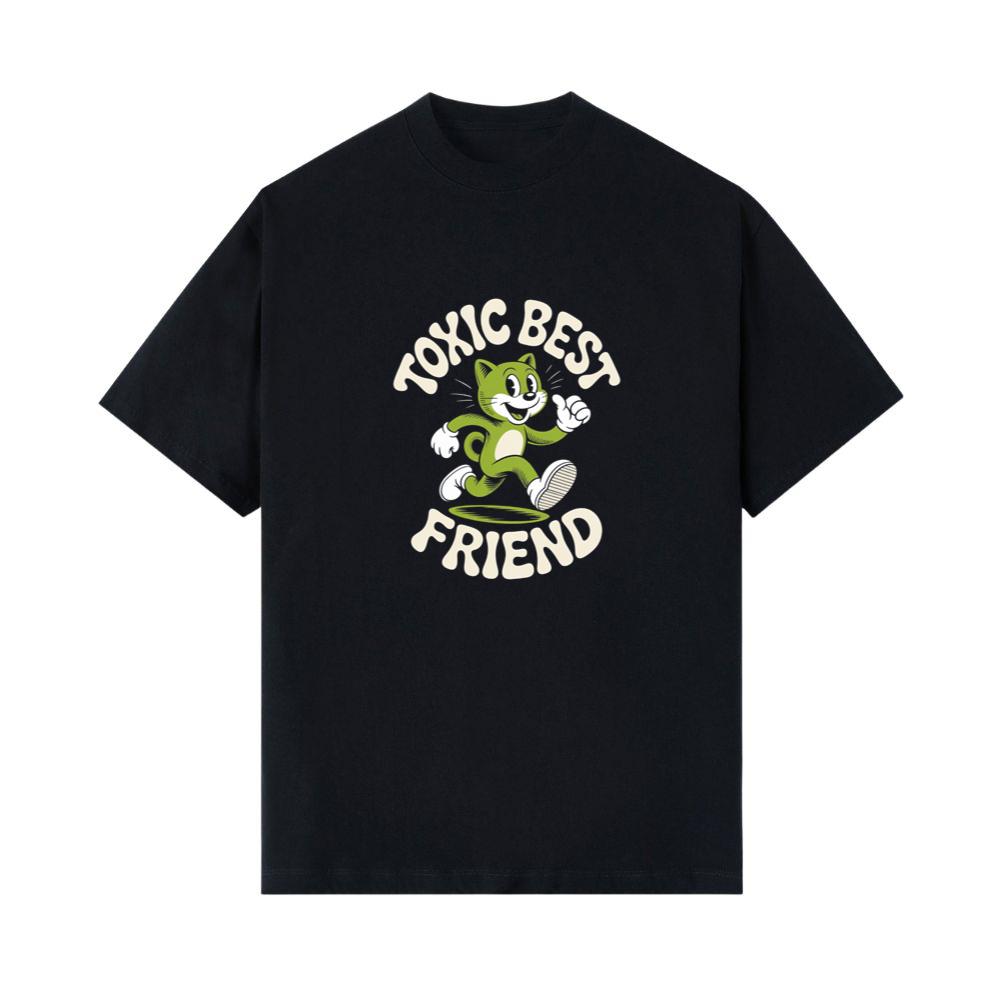 Toxic Best Friend Green Cat Retro Cartoon Graphic T-Shirts