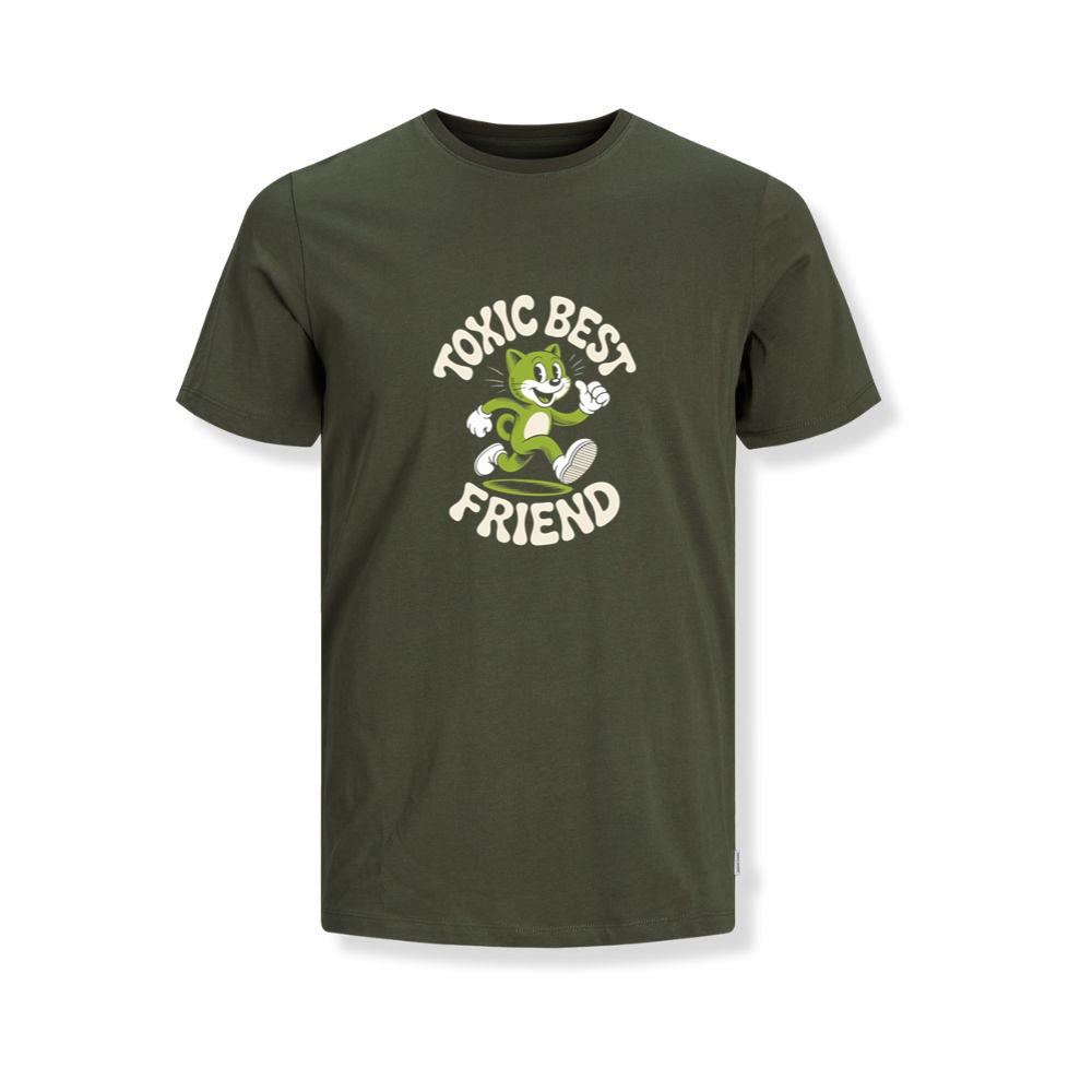 Toxic Best Friend Green Cat Retro Cartoon Graphic T-Shirts - Image 3