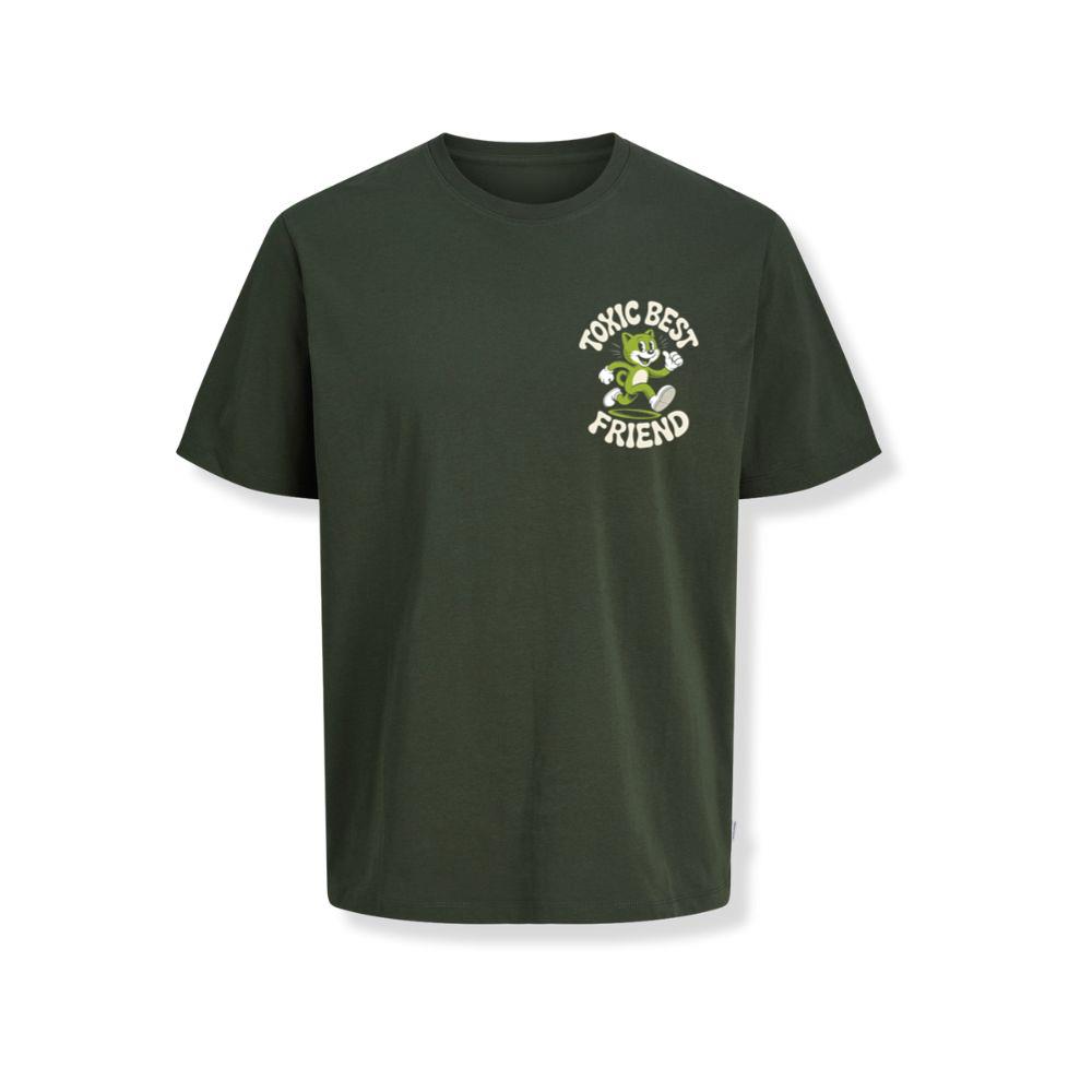 Toxic Best Friend Green Cat Retro Cartoon Graphic T-Shirts