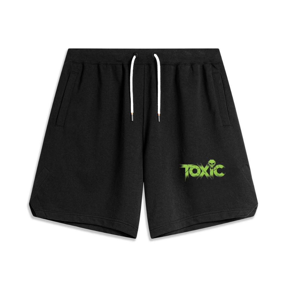 Toxic Skull Neon Letters Dark Style Men's Basketball Shorts