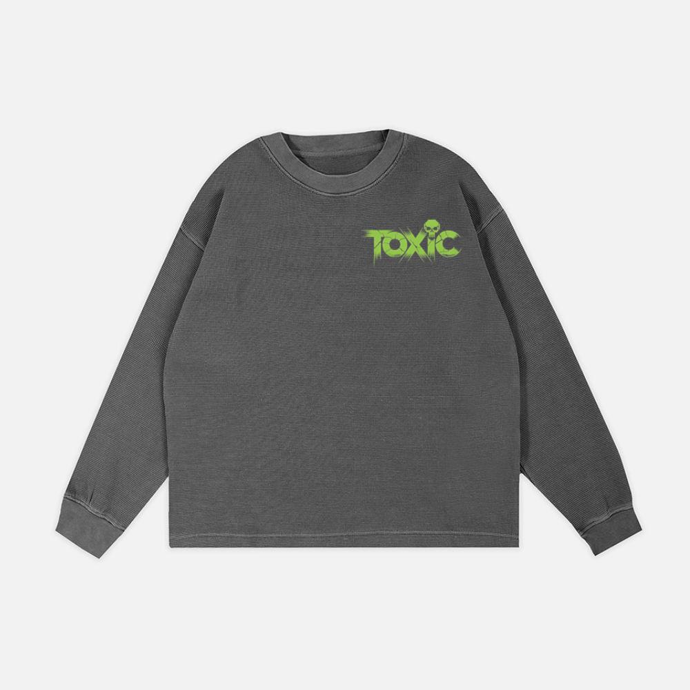 Toxic Skull Neon Letters Dark Style Sweatshirt - Image 2
