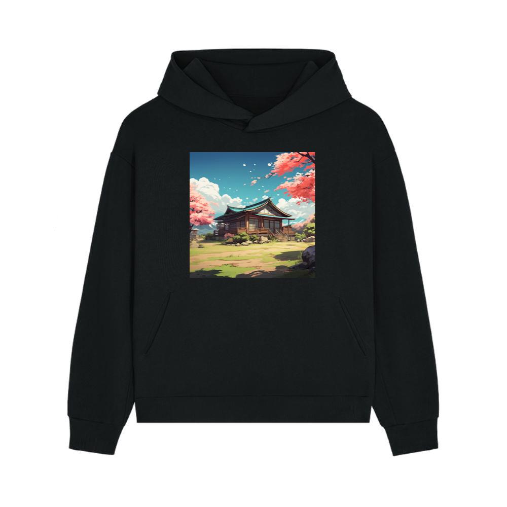 Tranquil Temple Tucked Amidst Cherry Blossoms Hoodie