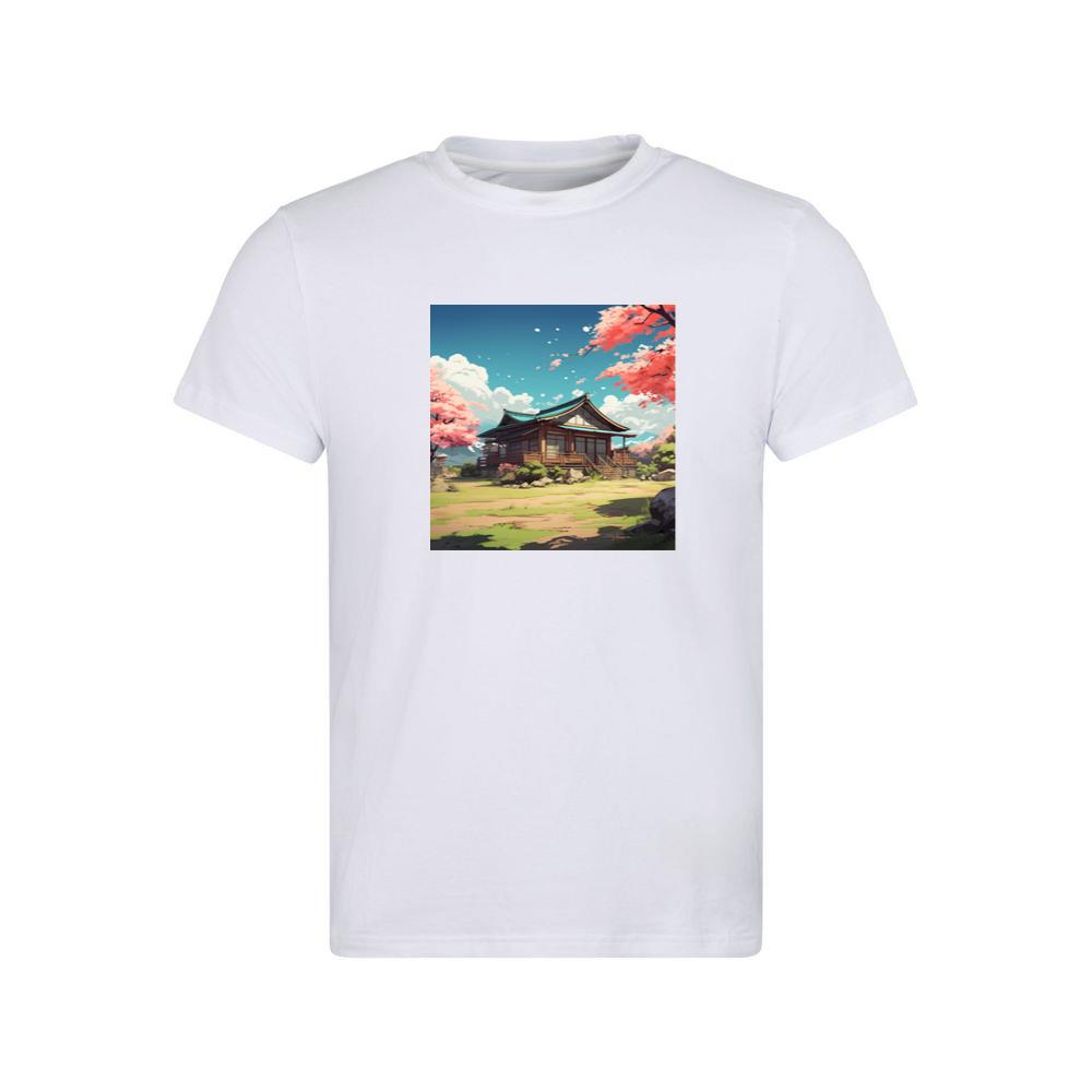 Tranquil Temple Tucked Amidst Cherry Blossoms T-Shirts