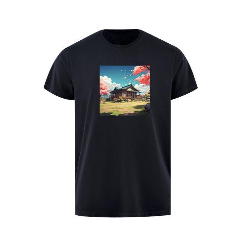 Tranquil Temple Tucked Amidst Cherry Blossoms T-Shirts