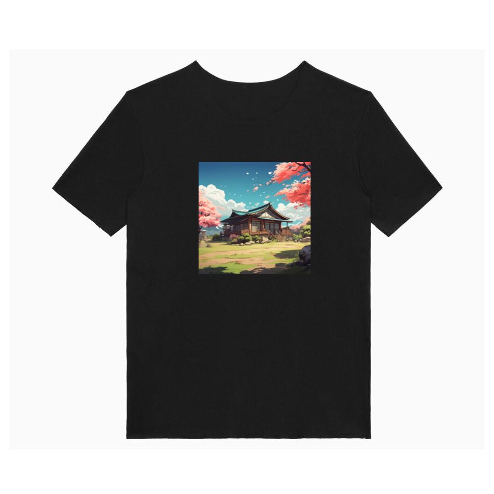 Tranquil Temple Tucked Amidst Cherry Blossoms T-Shirts