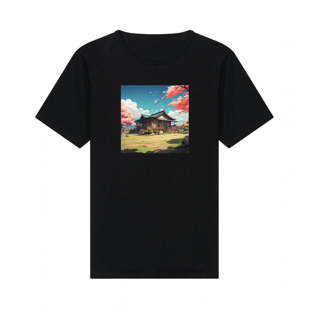 Tranquil Temple Tucked Amidst Cherry Blossoms T-Shirts