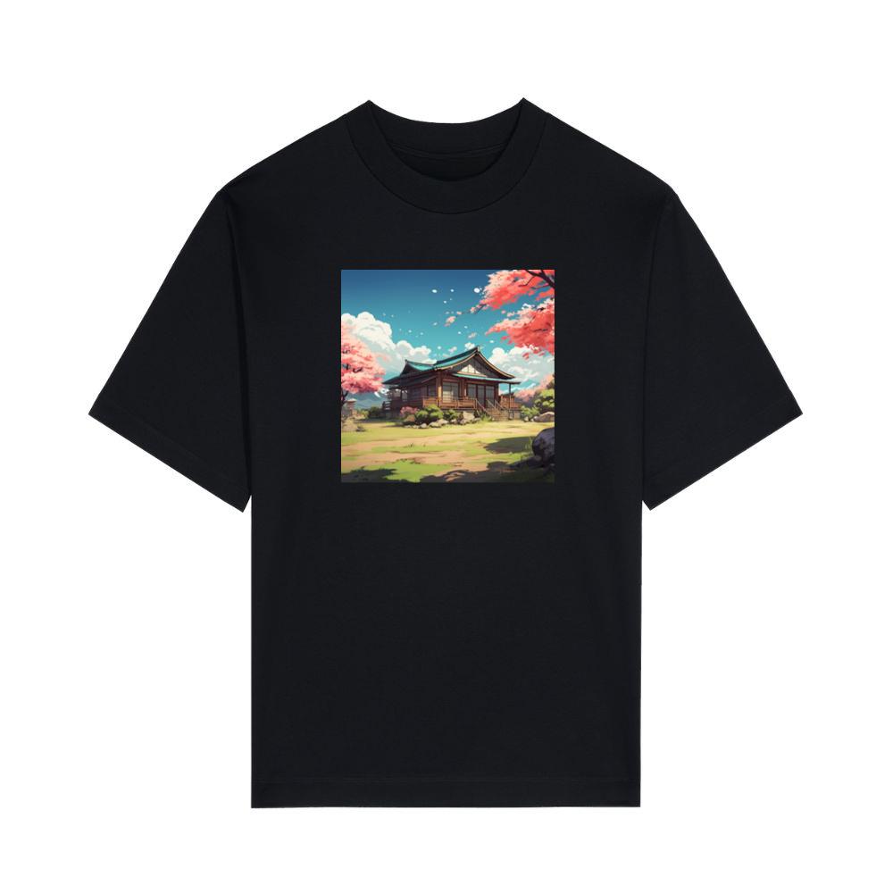 Tranquil Temple Tucked Amidst Cherry Blossoms T-Shirts