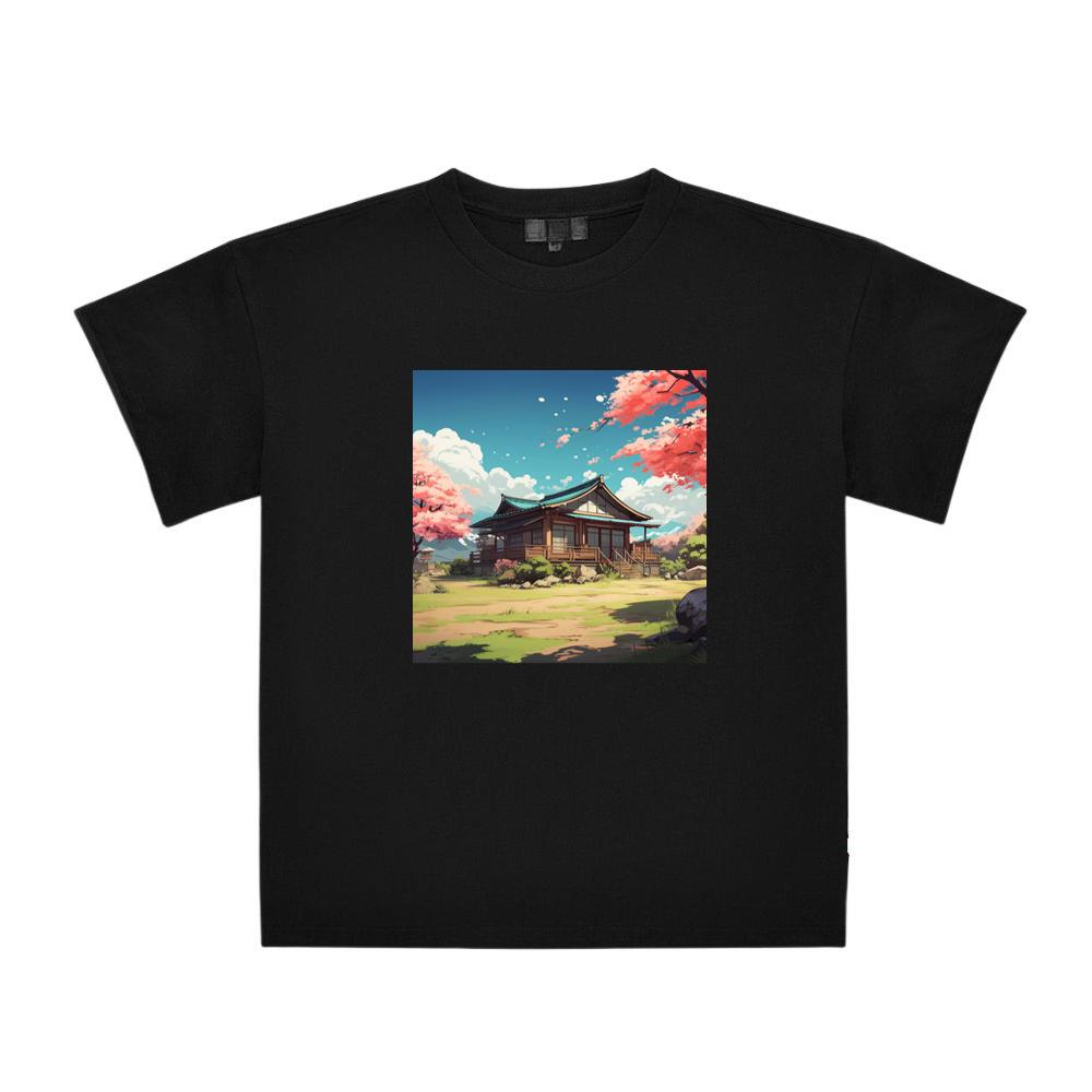 Tranquil Temple Tucked Amidst Cherry Blossoms T-Shirts
