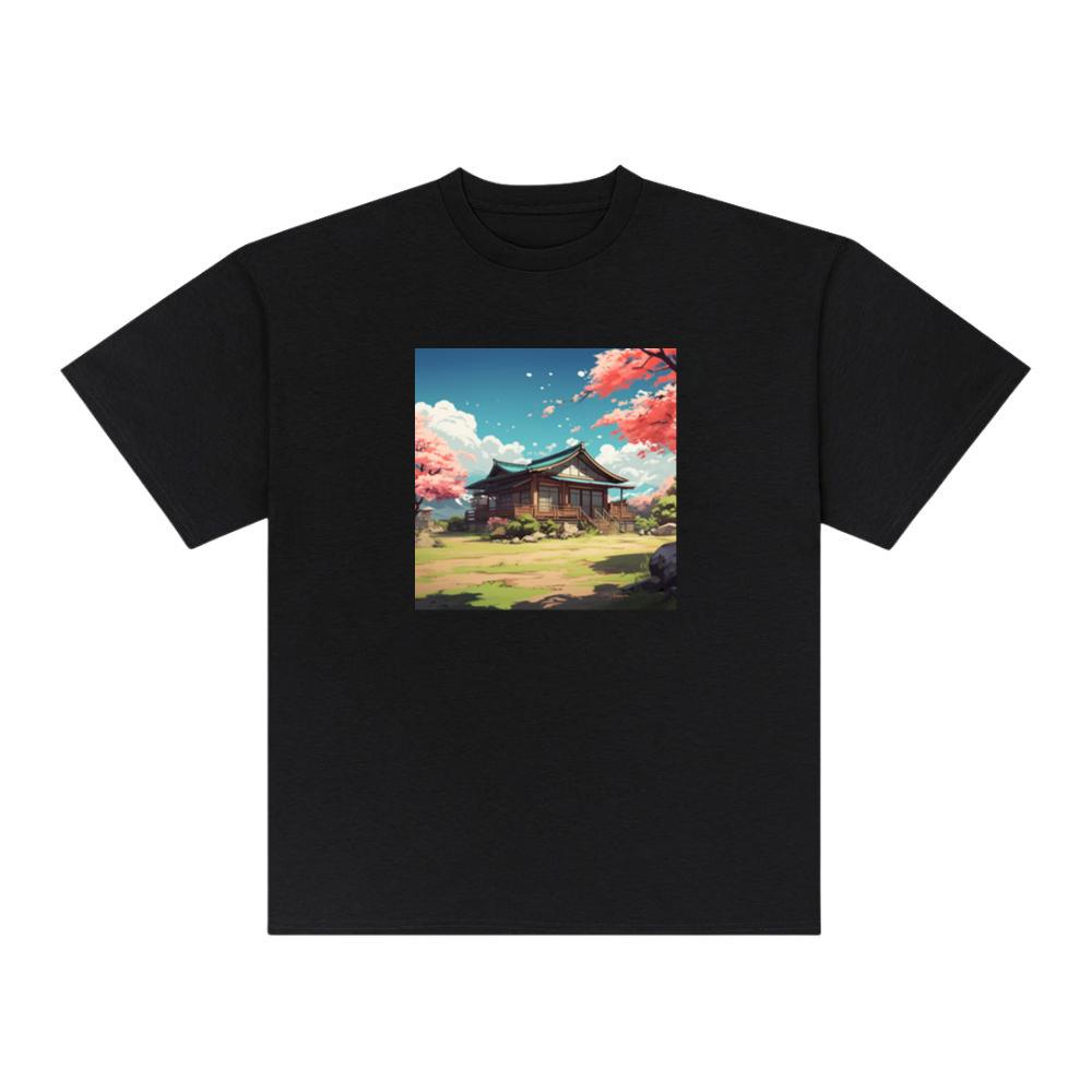 Tranquil Temple Tucked Amidst Cherry Blossoms T-Shirts
