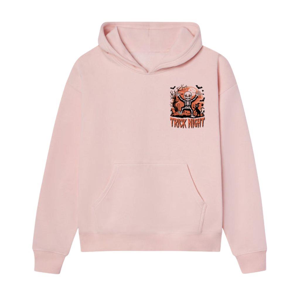 Trick Night Skeleton Pumpkin Halloween Graphic Hoodie