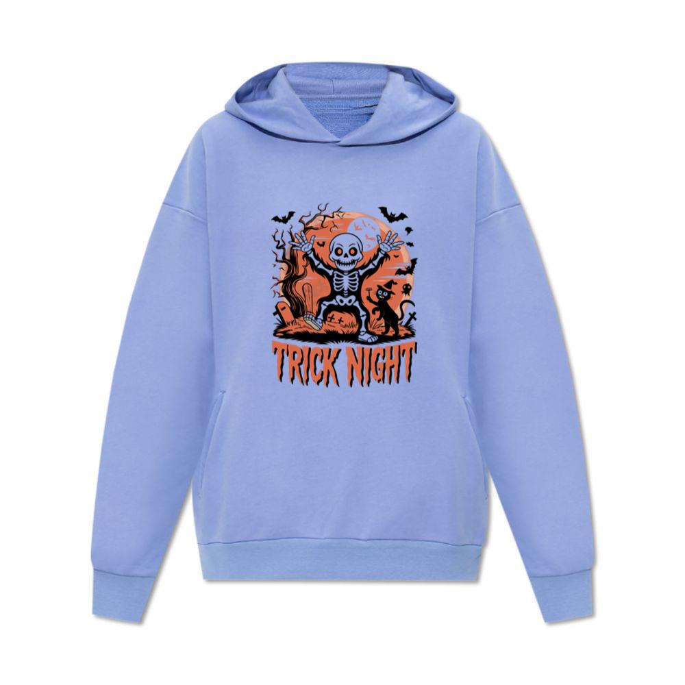 Trick Night Skeleton Pumpkin Halloween Graphic Hoodie