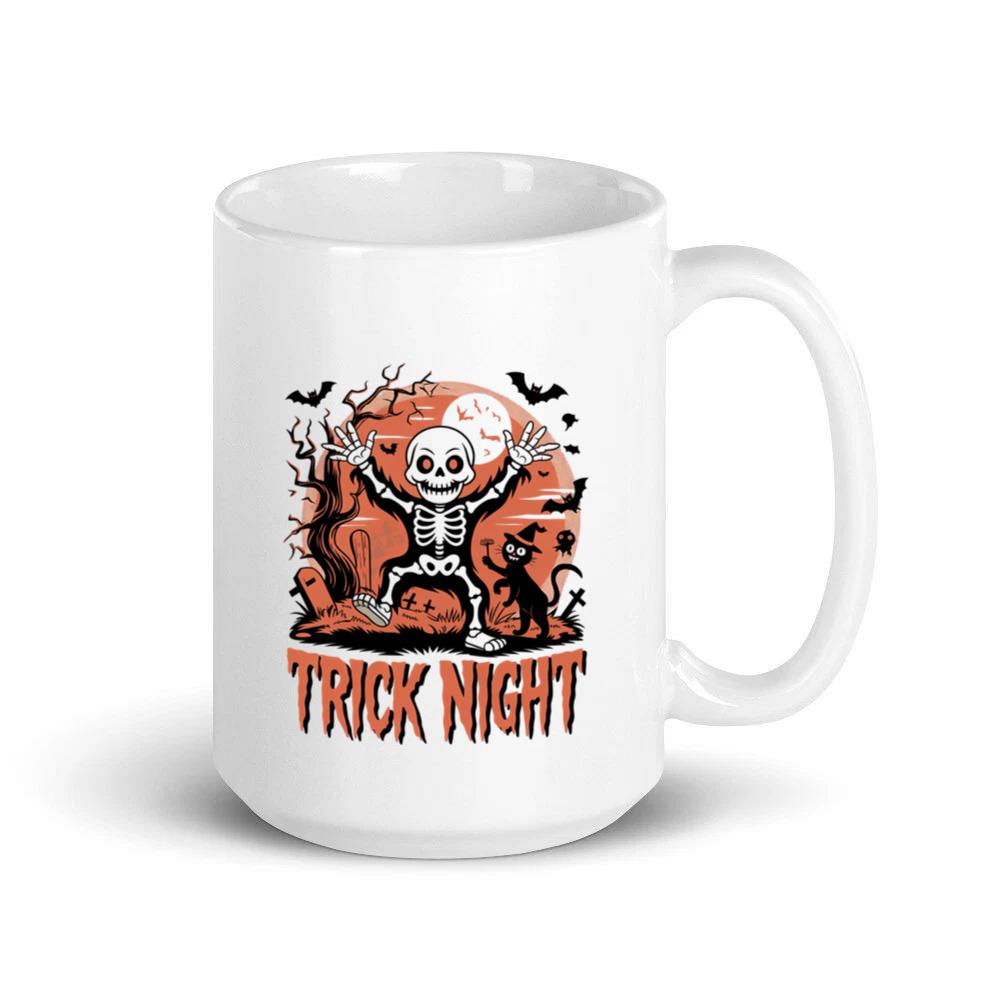Trick Night Skeleton Pumpkin Halloween Graphic Mug