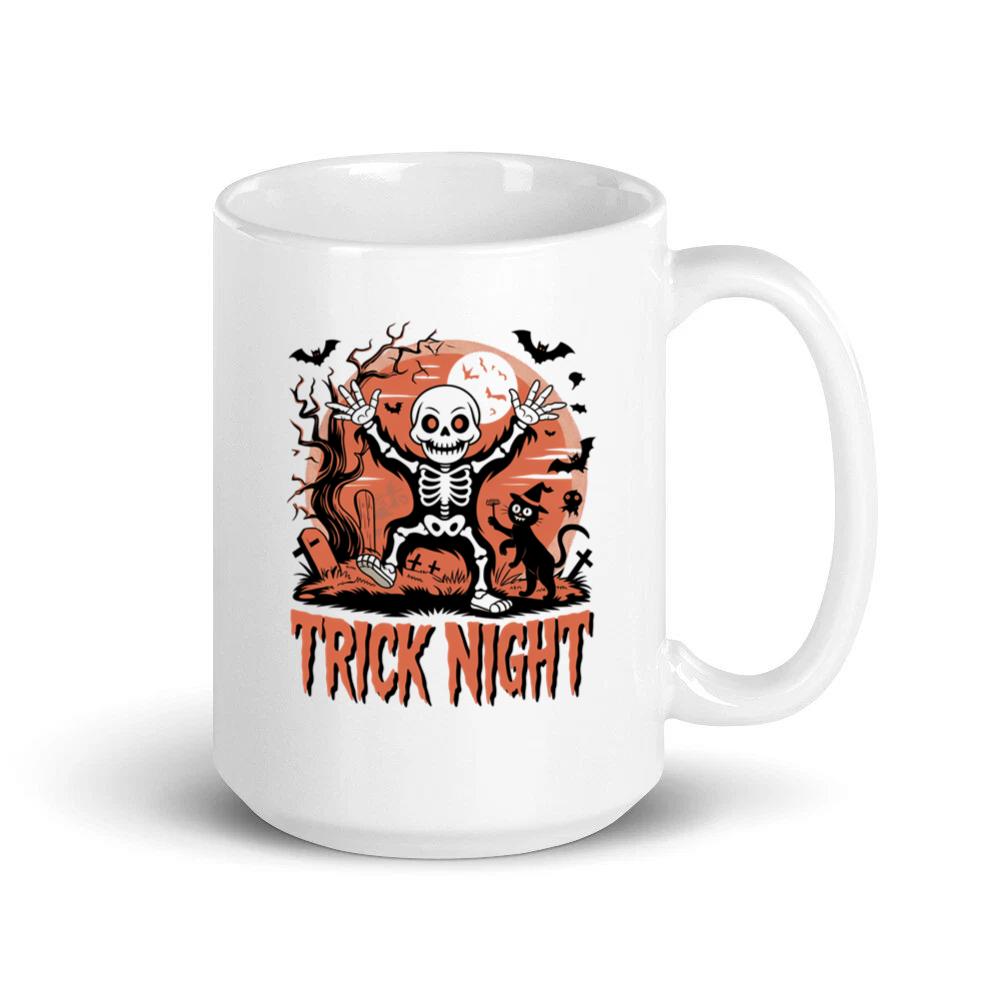 Trick Night Skeleton Pumpkin Halloween Graphic Mug