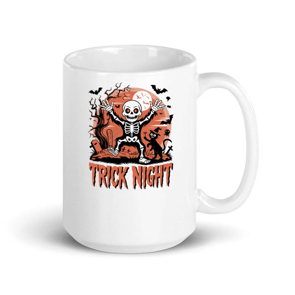 Trick Night Skeleton Pumpkin Halloween Graphic Mug