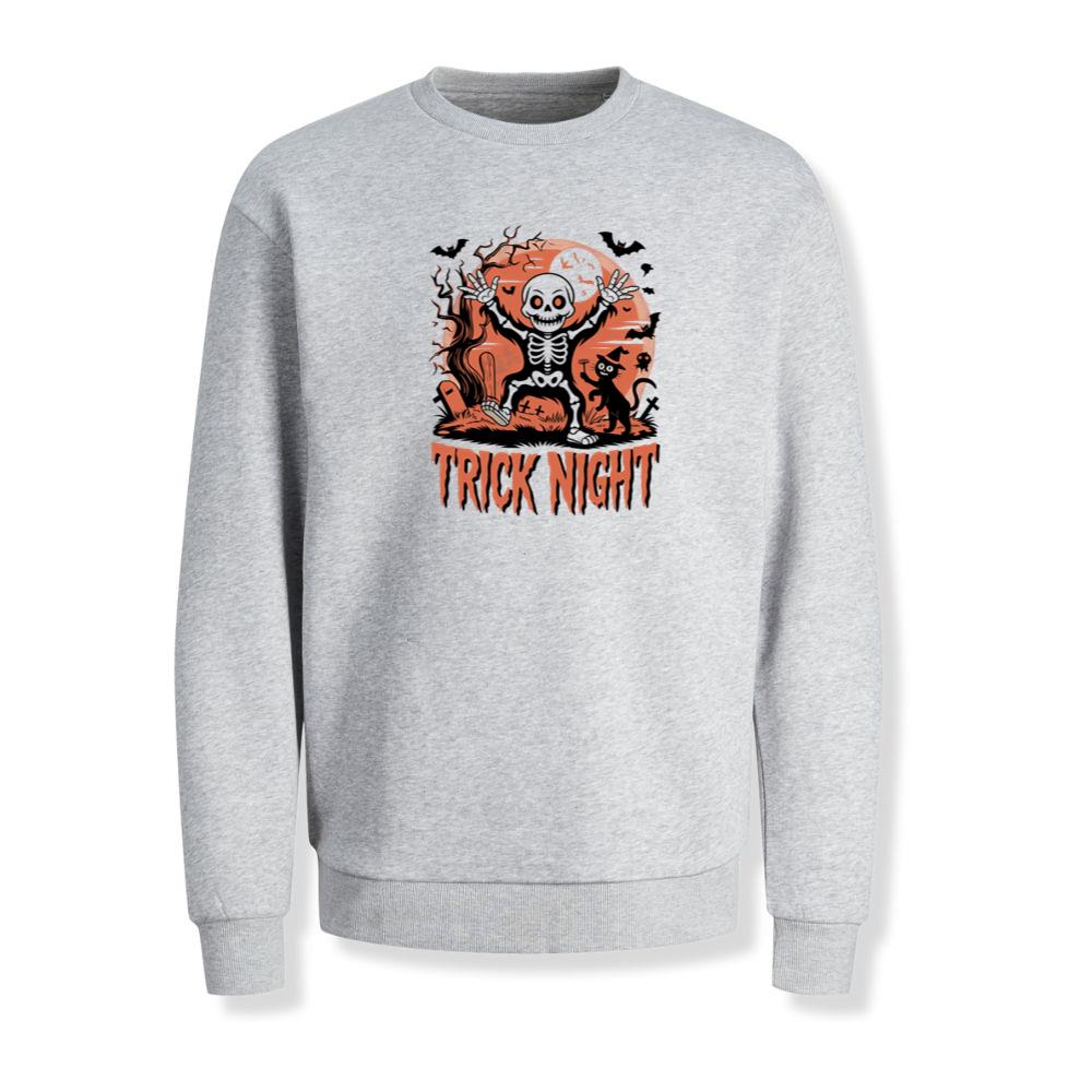 Trick Night Skeleton Pumpkin Halloween Graphic Sweatshirt