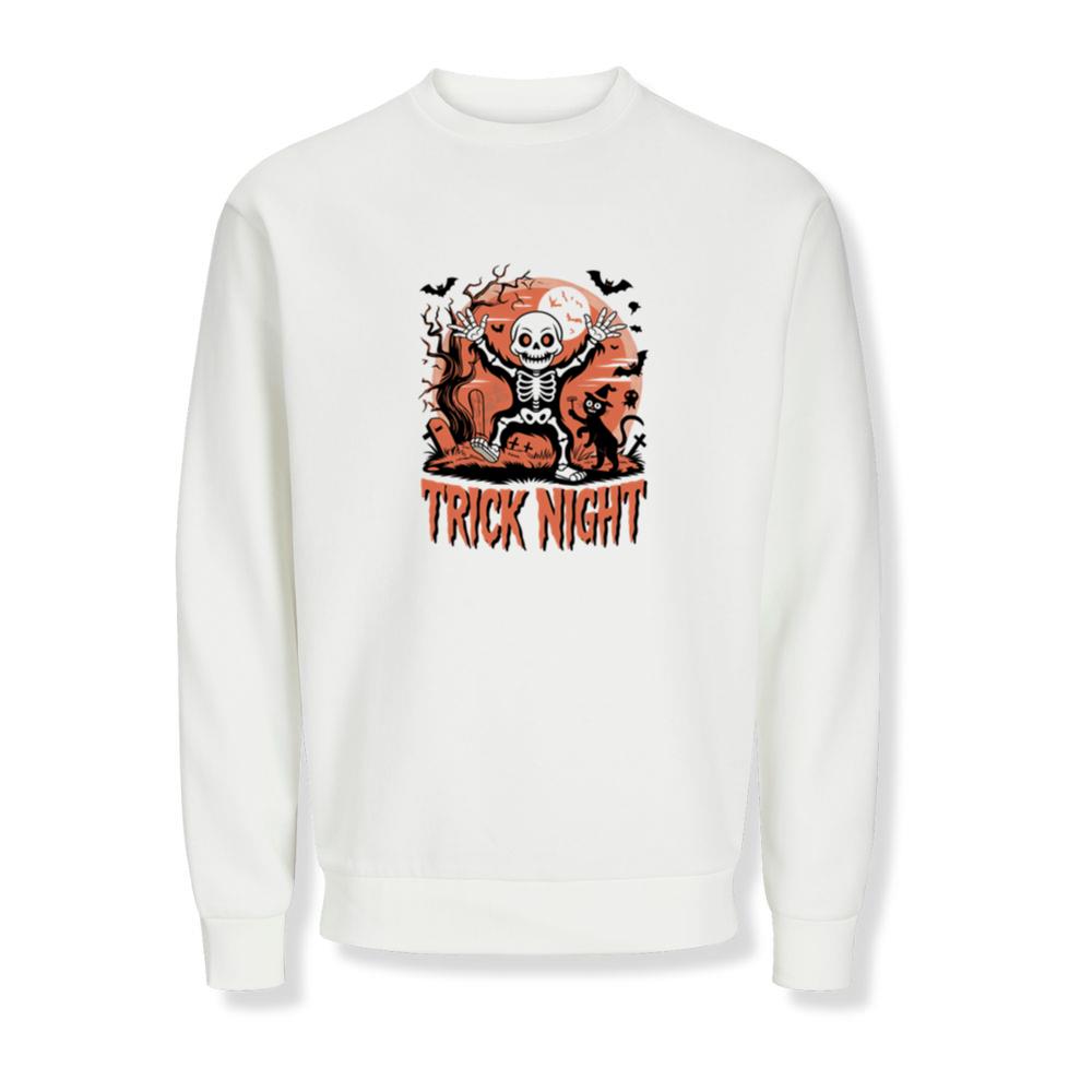 Trick Night Skeleton Pumpkin Halloween Graphic Sweatshirts