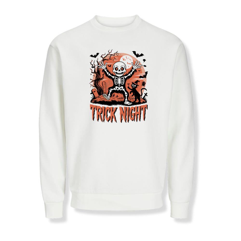 Trick Night Skeleton Pumpkin Halloween Graphic Sweatshirts
