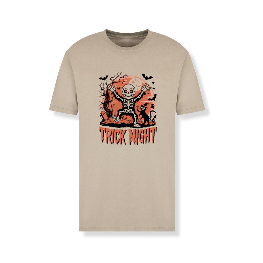 Trick Night Skeleton Pumpkin Halloween Graphic T-Shirt