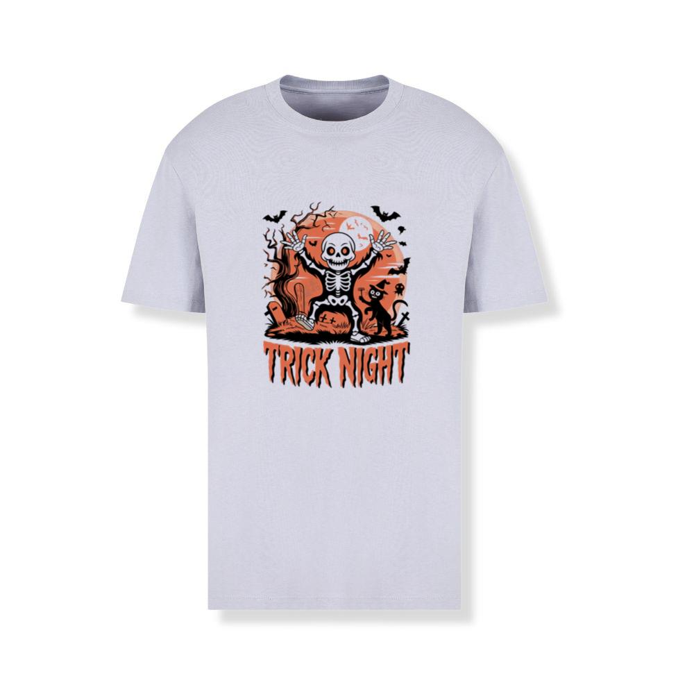 Trick Night Skeleton Pumpkin Halloween Graphic T-Shirts