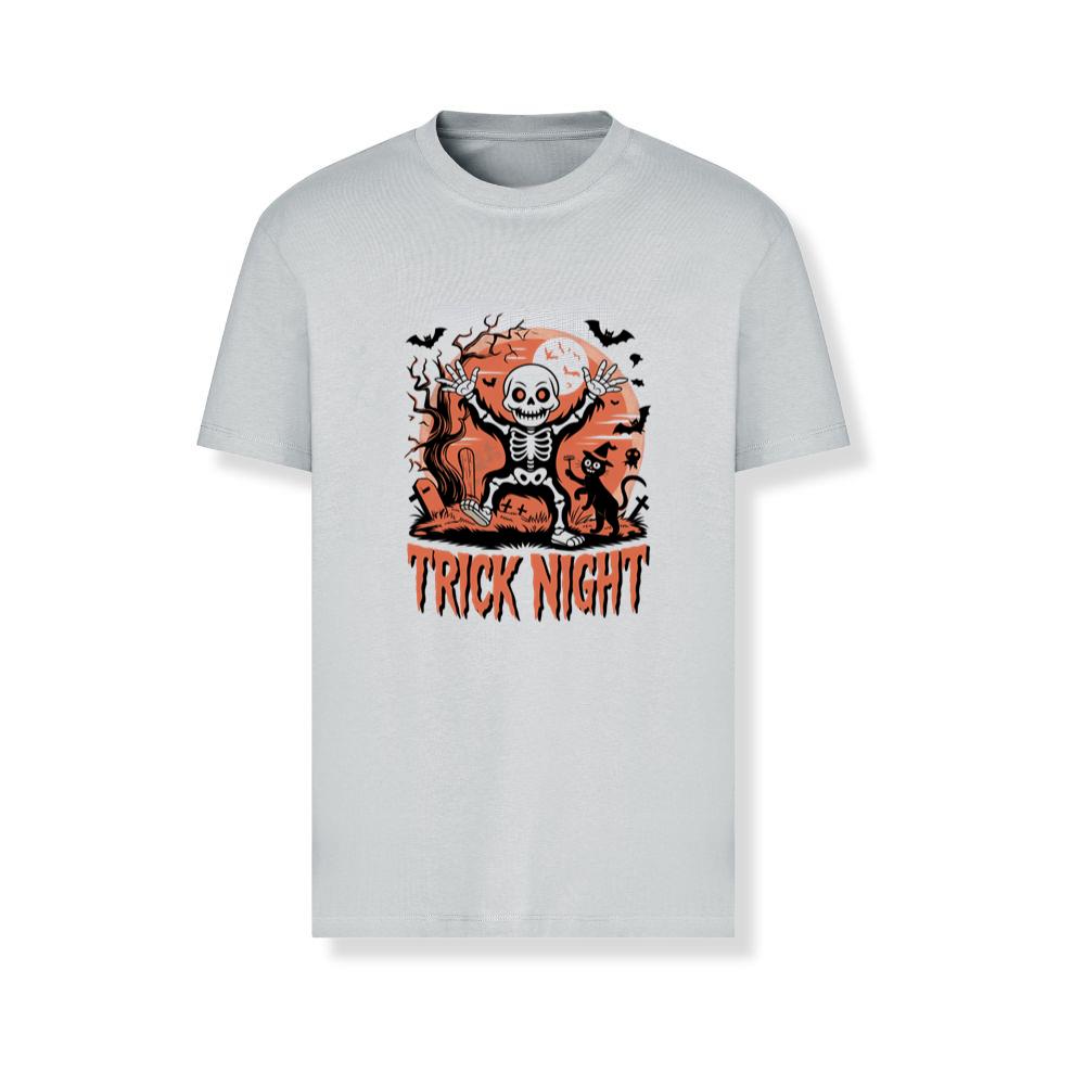 Trick Night Skeleton Pumpkin Halloween Graphic T-Shirts - Image 4