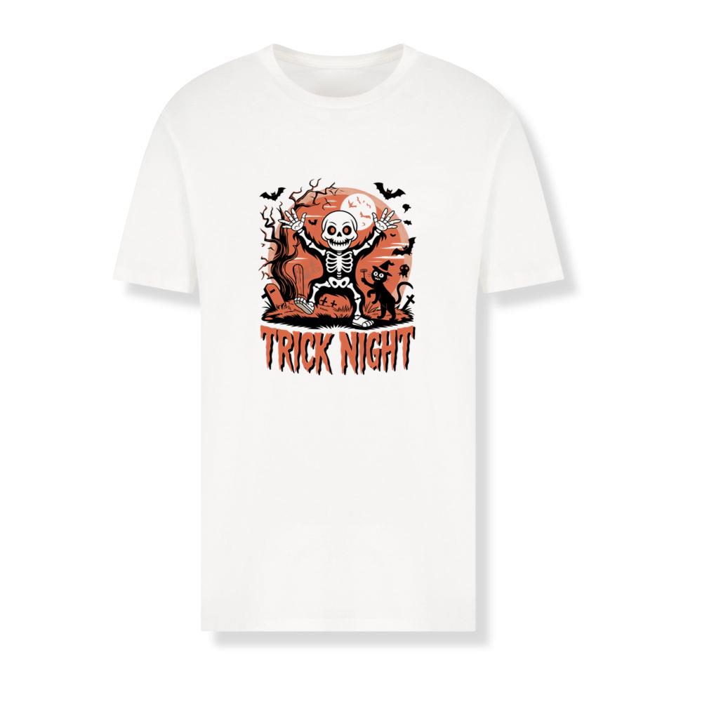 Trick Night Skeleton Pumpkin Halloween Graphic T-Shirts