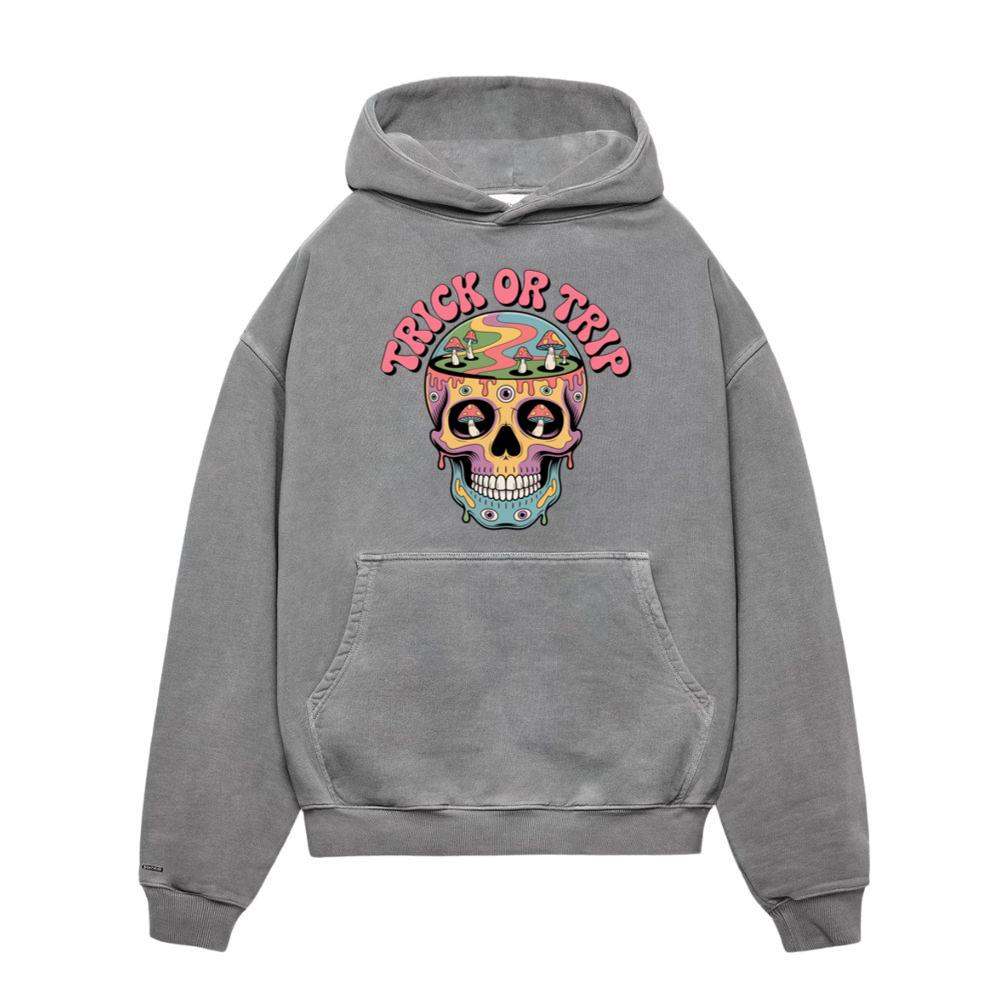 Trick Or Trip Psychedelic Skull Retro Trippy Graphic