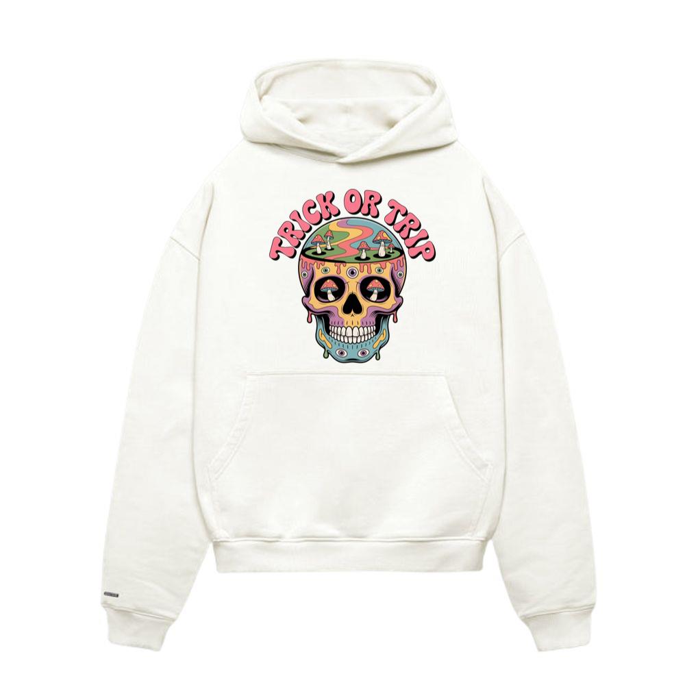 Trick Or Trip Psychedelic Skull Retro Trippy Graphic