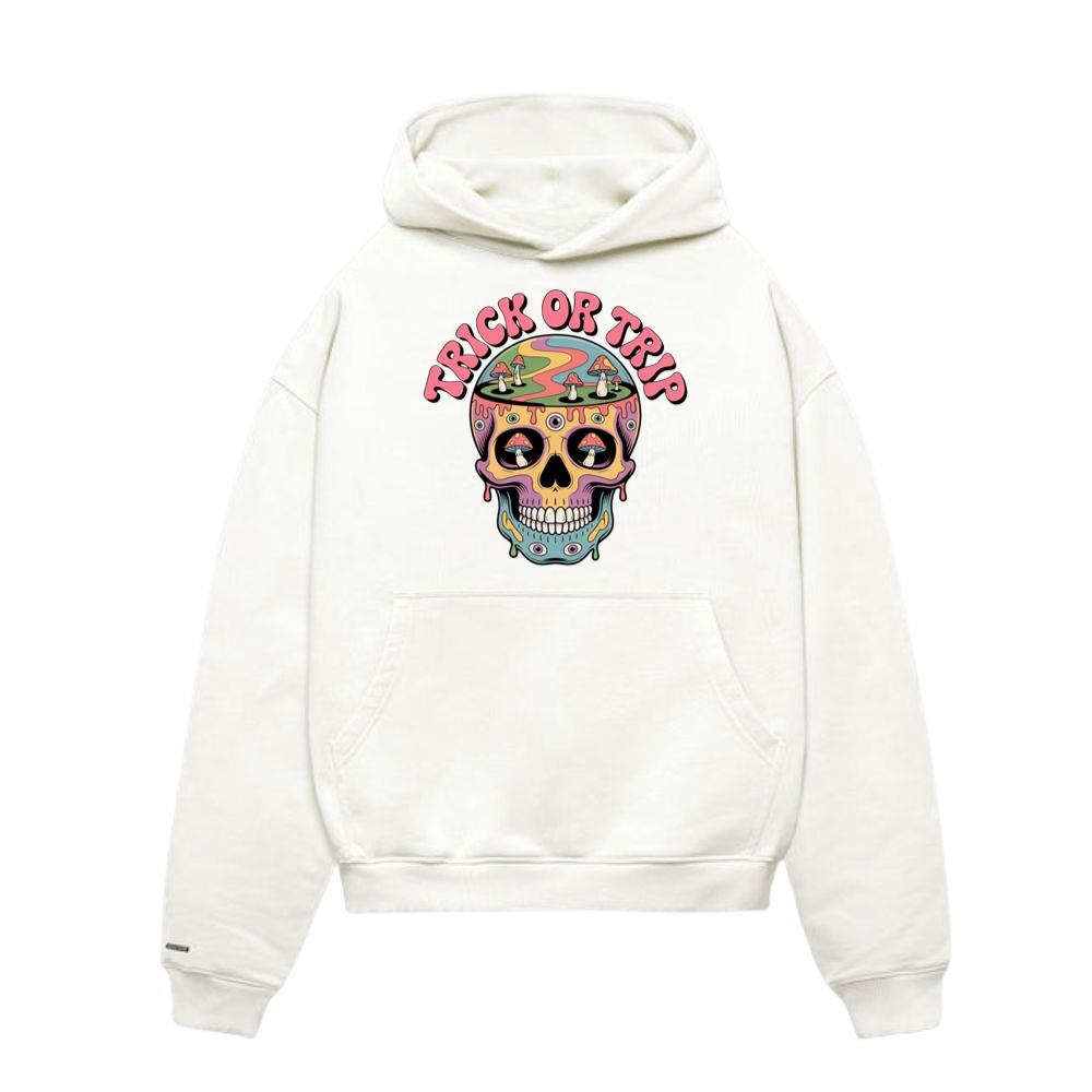 Trick Or Trip Psychedelic Skull Retro Trippy Graphic Hoodies
