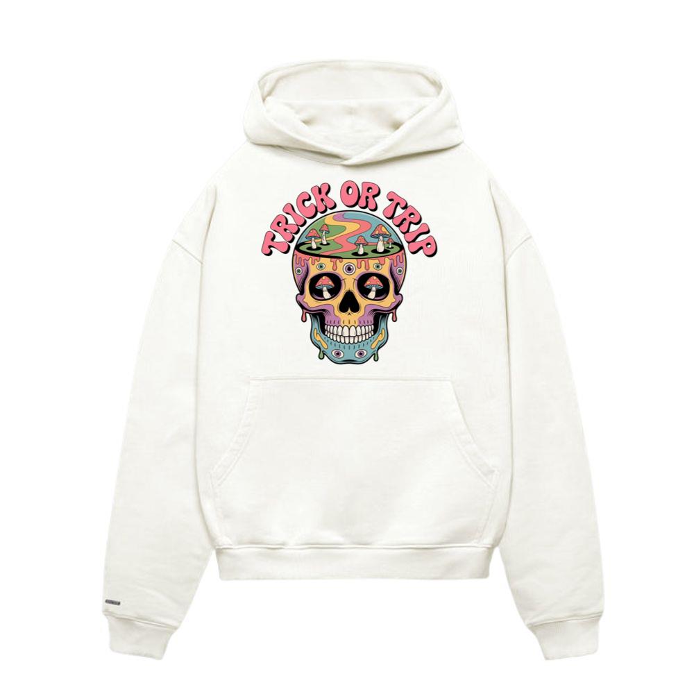 Trick Or Trip Psychedelic Skull Retro Trippy Graphic Hoodies