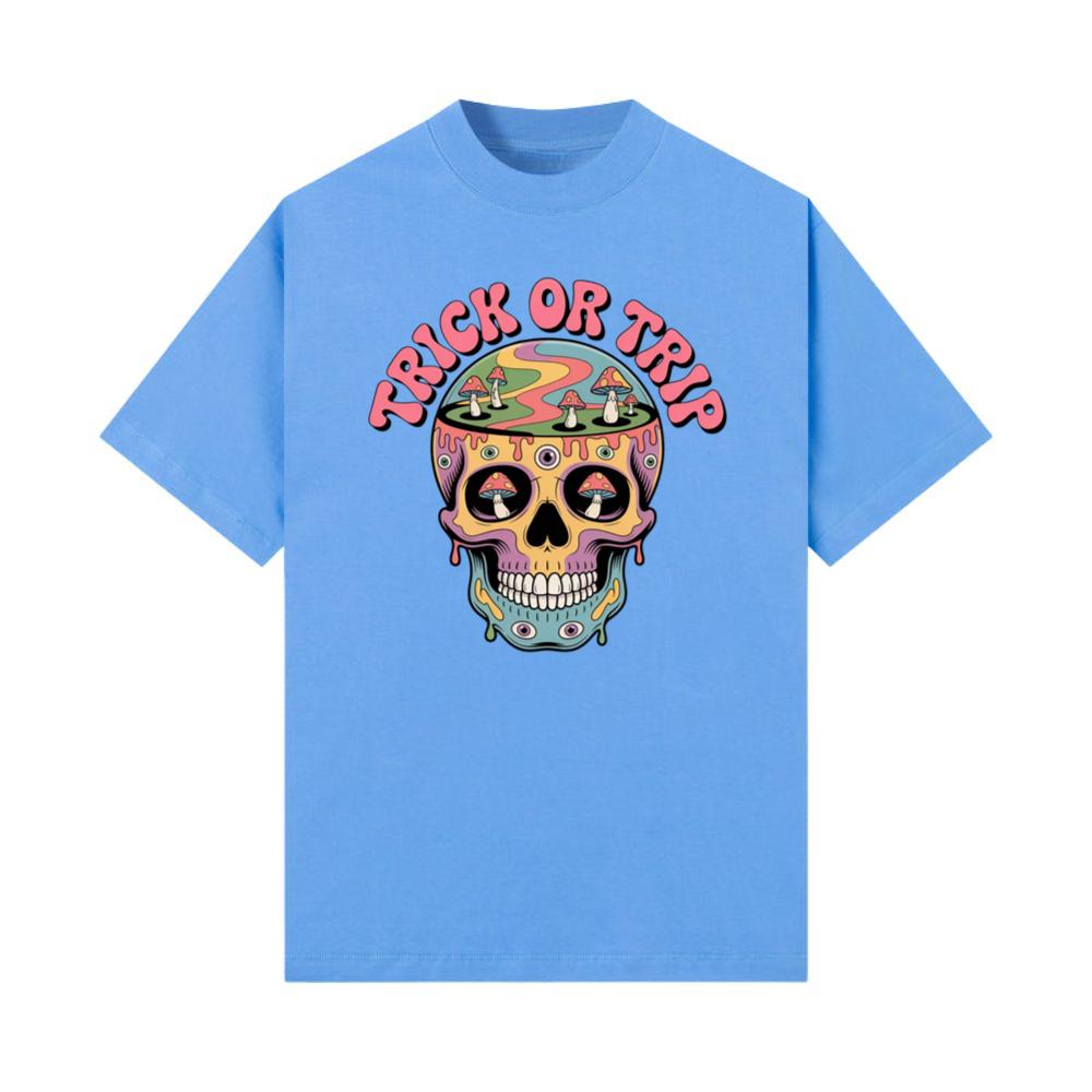 Trick Or Trip Psychedelic Skull Retro Trippy Graphic T-Shirts