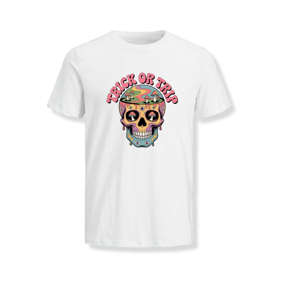 Trick Or Trip Psychedelic Skull Retro Trippy Graphic T-Shirts