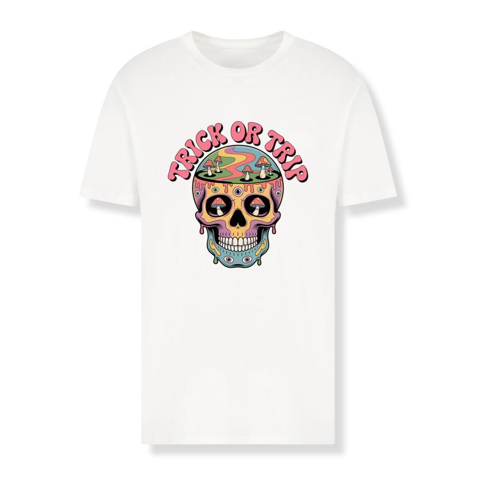 Trick Or Trip Psychedelic Skull Retro Trippy Graphic T-Shirts