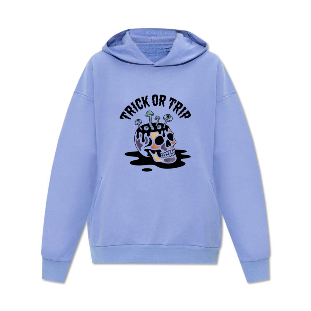 Trick or Trip Skull Mushroom Psychedelic Graphic Hoodie