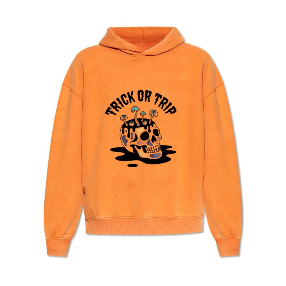 Trick or Trip Skull Mushroom Psychedelic Graphic Hoodie