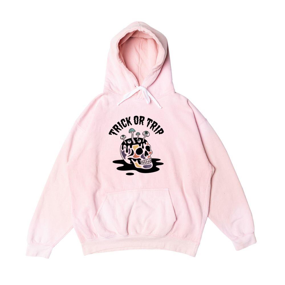 Trick or Trip Skull Mushroom Psychedelic Graphic Hoodie