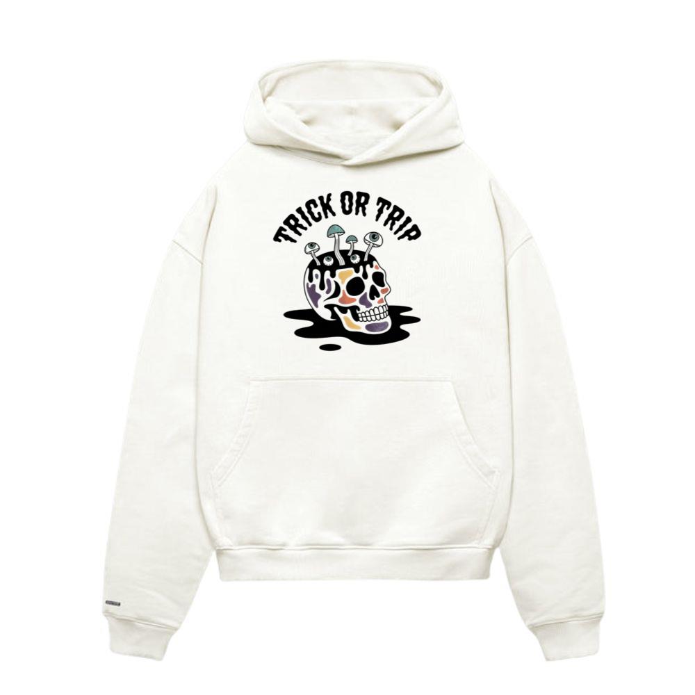 Trick or Trip Skull Mushroom Psychedelic Graphic Hoodies