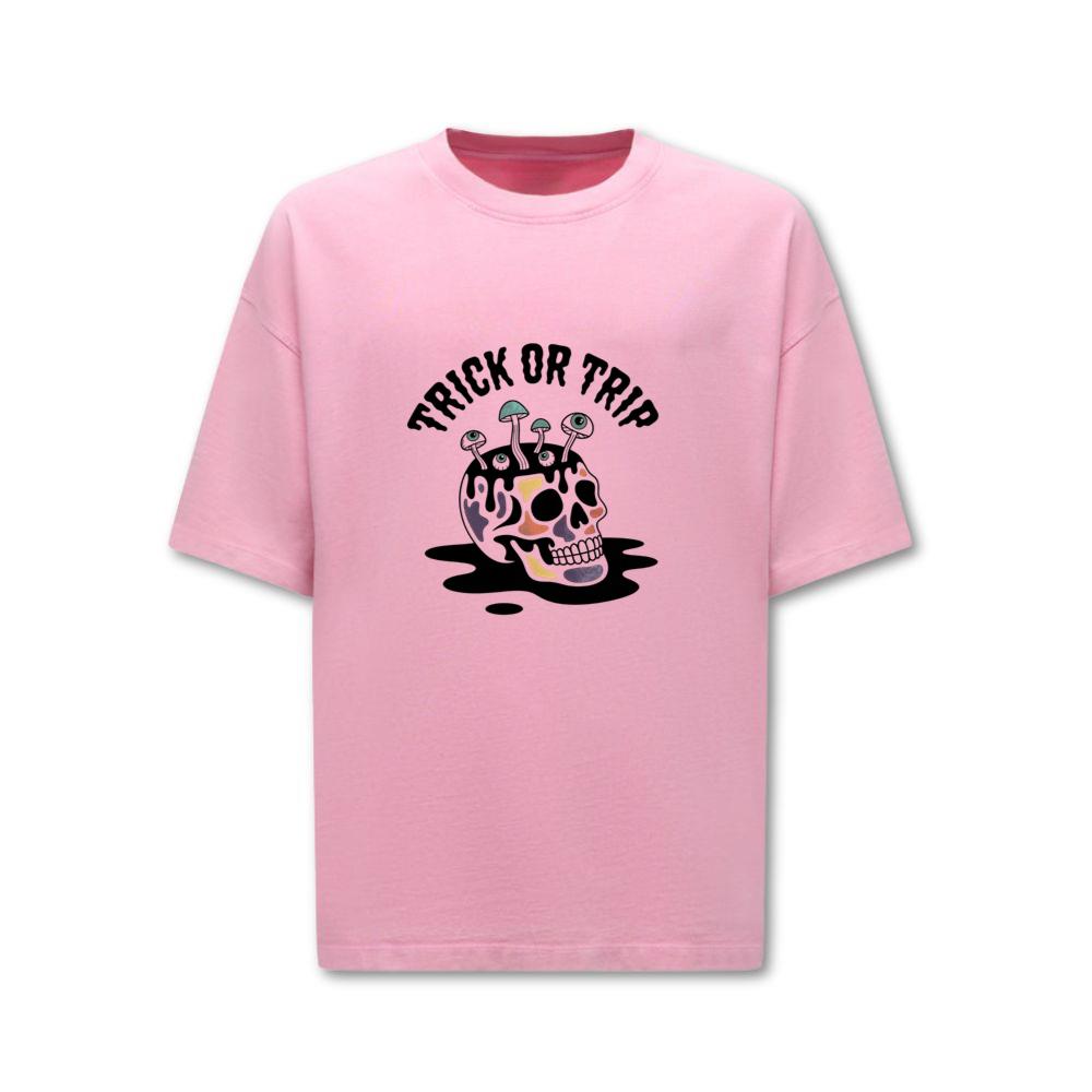 Trick or Trip Skull Mushroom Psychedelic Graphic T-Shirt