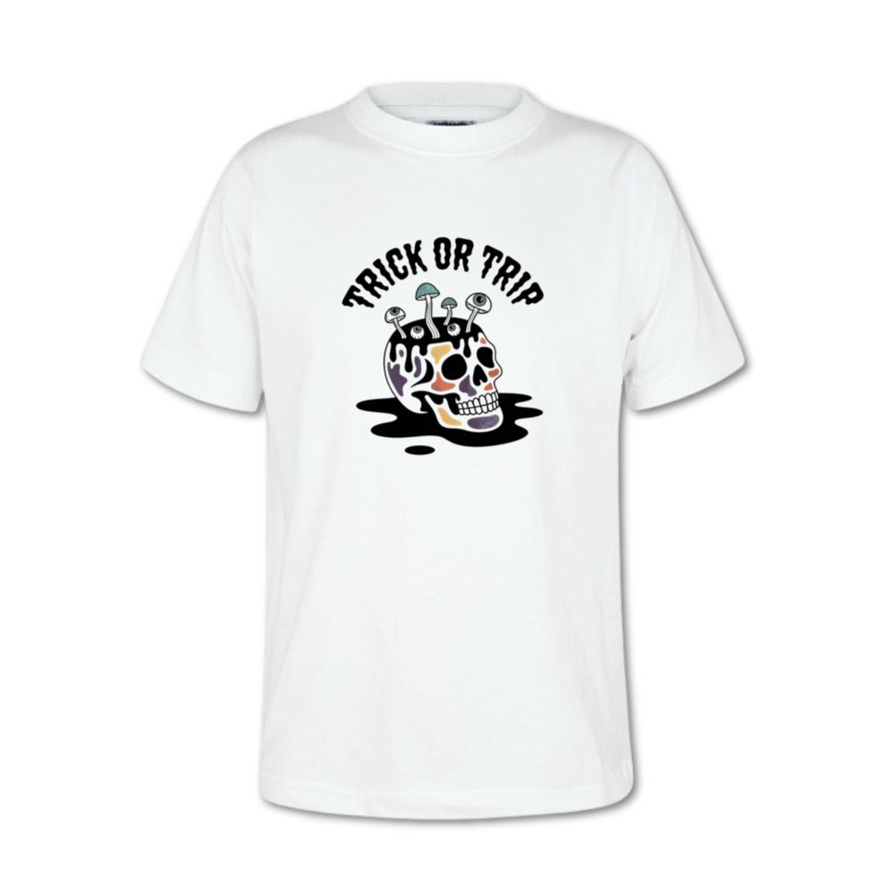 Trick or Trip Skull Mushroom Psychedelic Graphic T-Shirt